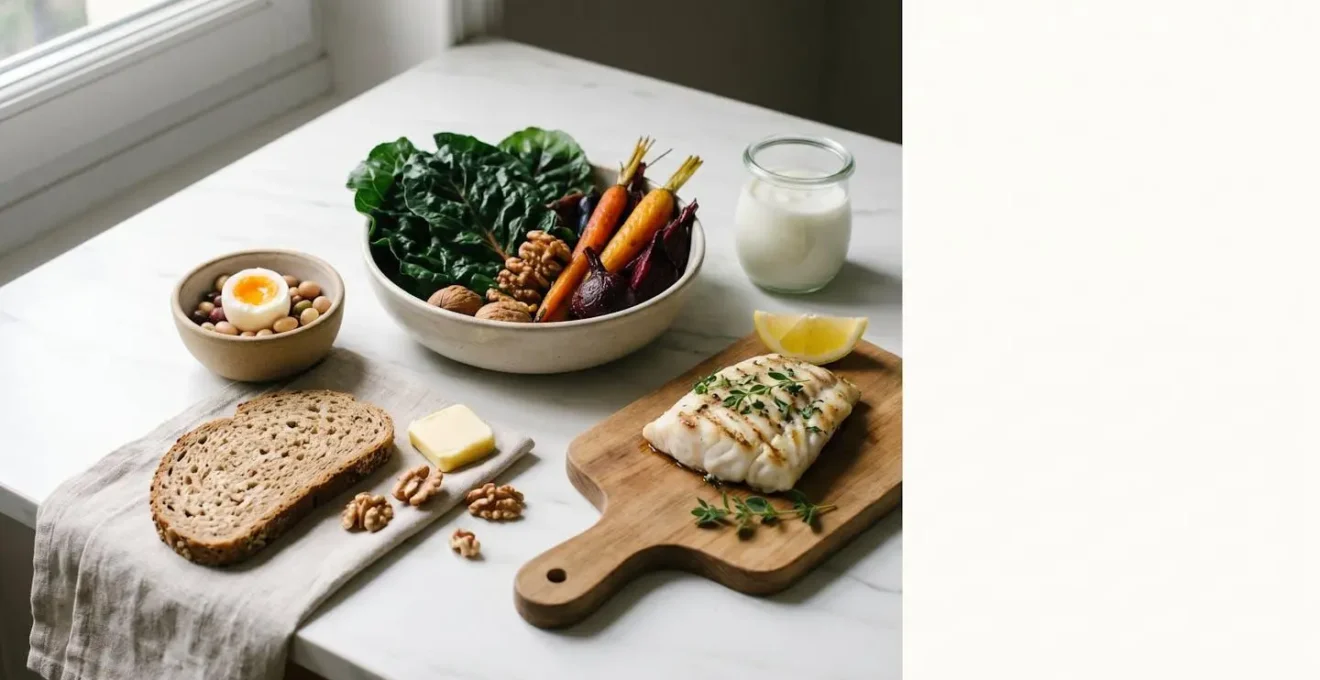 Composition culinaire épurée présentant des ingrédients frais adaptés aux besoins nutritionnels des personnes âgées