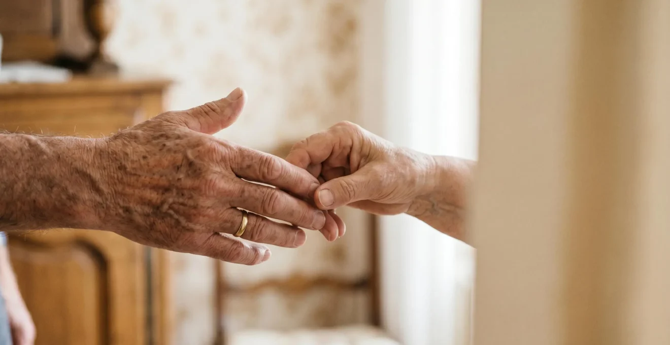 Mains âgées se rejoignant symbolisant la lutte contre l'isolement des seniors