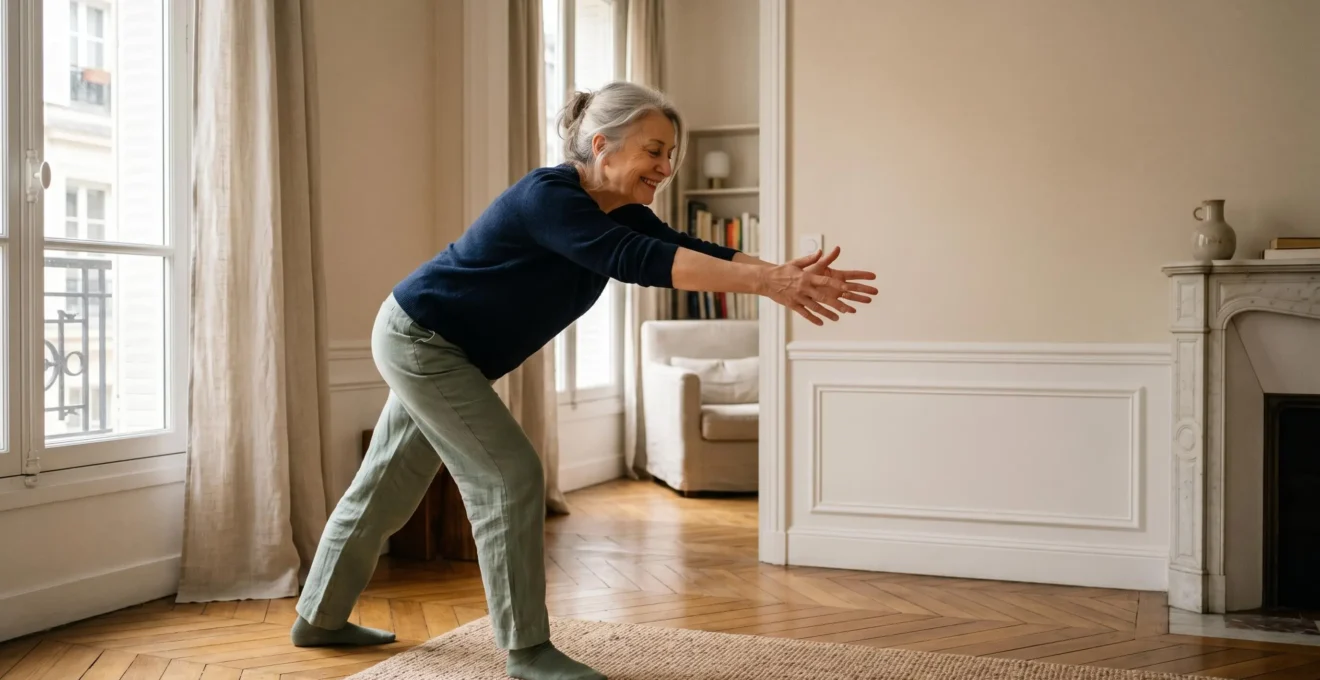 Senior pratiquant des exercices de mobilité douce pour réduire la rigidité musculaire liée à Parkinson
