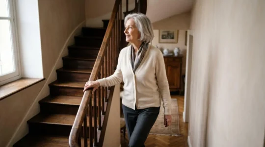 Personne âgée se déplaçant en toute autonomie dans son domicile grâce à un aménagement sécurisé