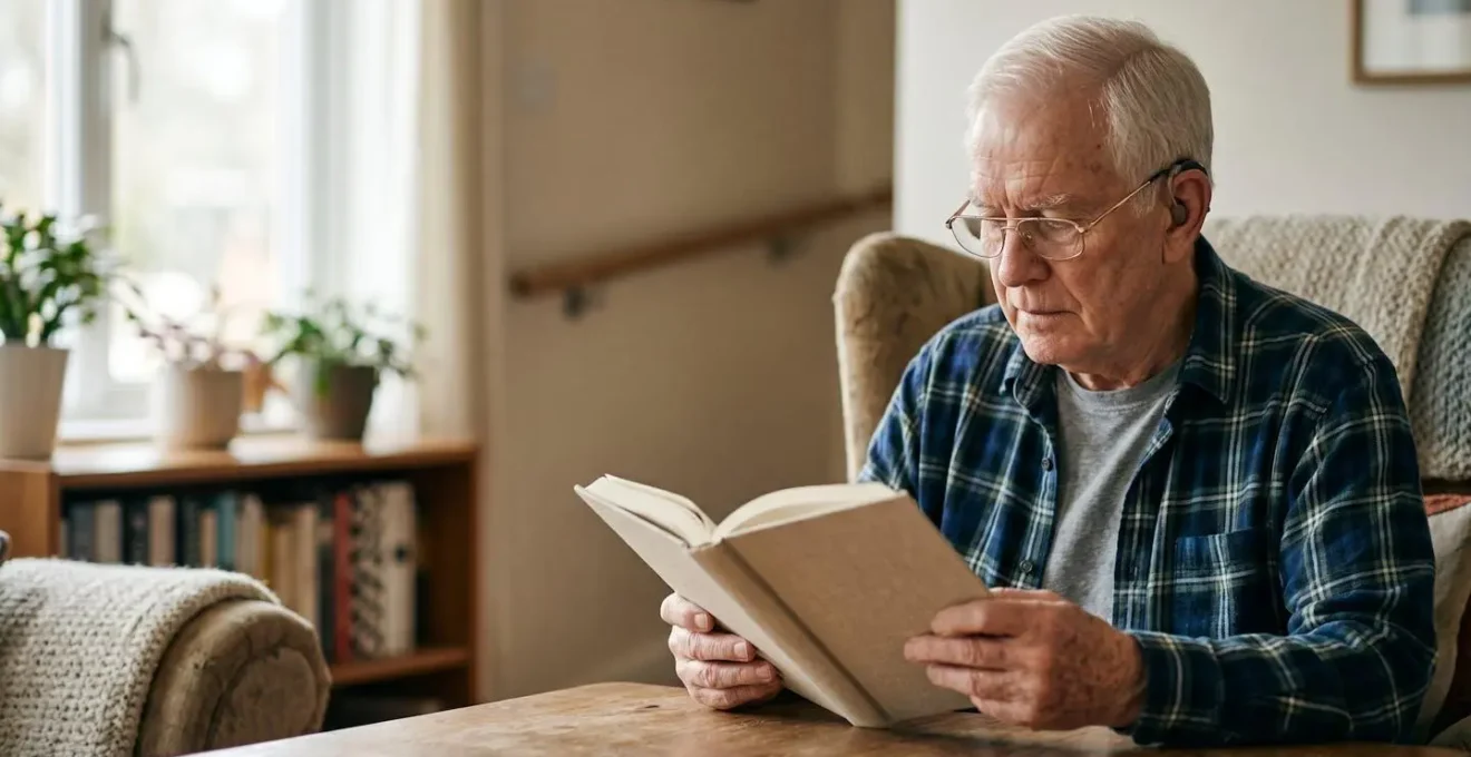 Senior consultant des informations avec des outils d'assistance sensorielle dans un environnement domestique adapté